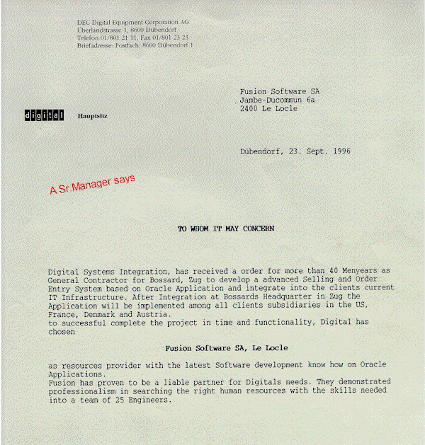Reference letter of Digital
